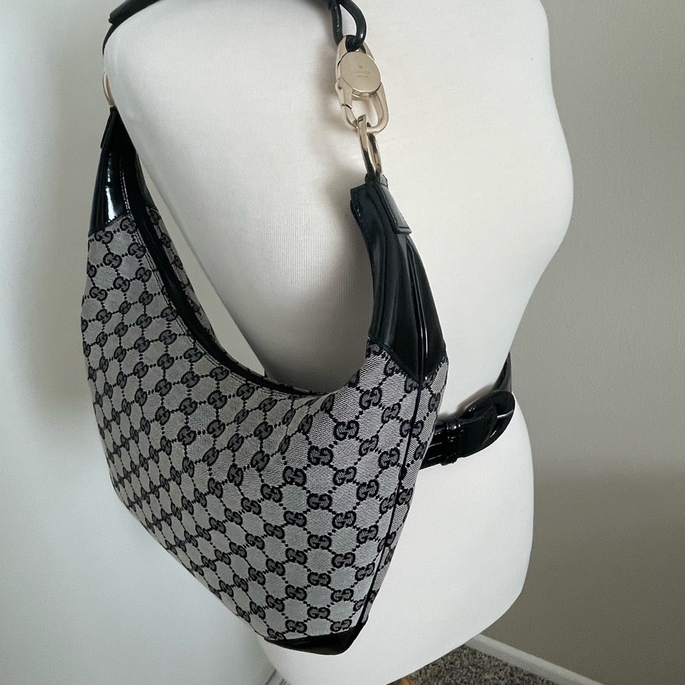 Gucci GG Canvas Shoulder Hobo Bag black/Gray - Picture 8 of 15